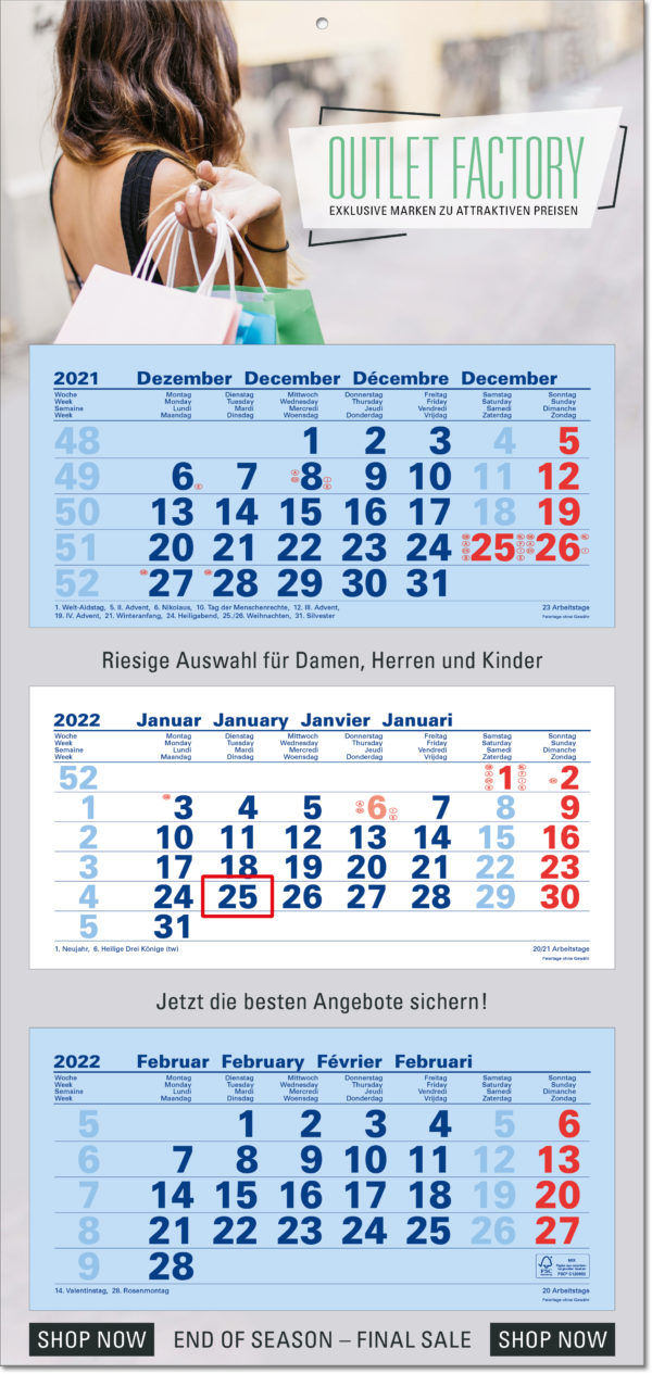 Junior 3-Monatskalender - Premium Wandkalender