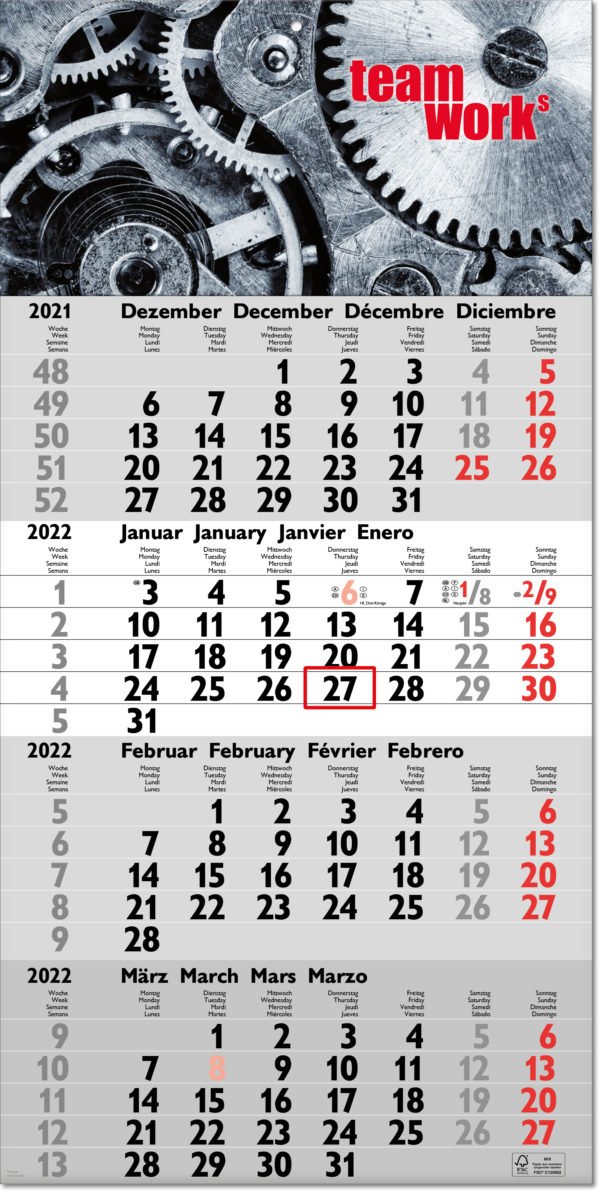 Tetra 4 Monatskalender - Premium Wandkalender